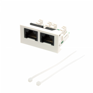 22.5x45 Mosaic insert with 2xRJ45 Cat.5e sockets, white